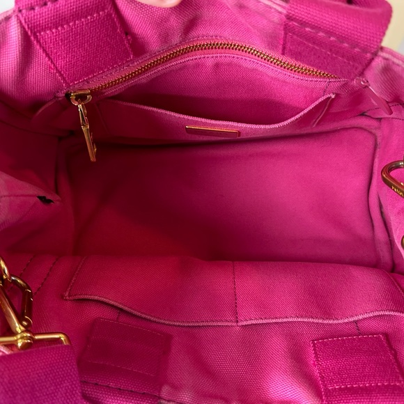 Prada Pink Canapa Canvas Logo Print Tote - Picture 3 of 13